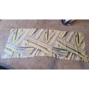 Vintage Yellow Gray and Black Cloth Long Scarf 60" x 28"